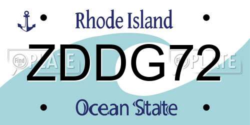 ZDDG72 Rhode Island License Plate