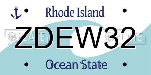 ZDEW32 Rhode Island License Plate