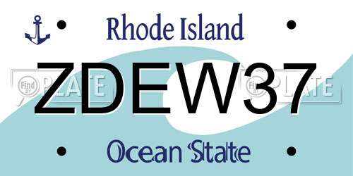 ZDEW37 Rhode Island License Plate