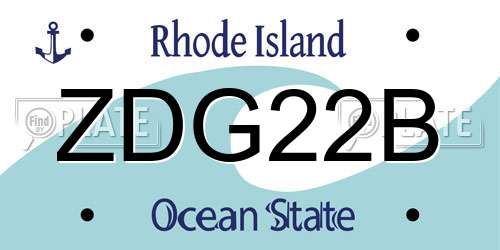 ZDG22B Rhode Island License Plate