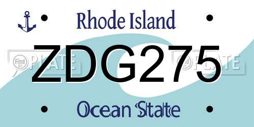 ZDG275 Rhode Island License Plate