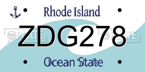 ZDG278 Rhode Island License Plate