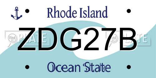 ZDG27B Rhode Island License Plate