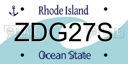 ZDG27S Rhode Island License Plate