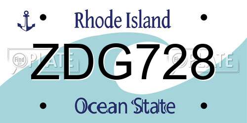 ZDG728 Rhode Island License Plate