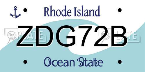 ZDG72B Rhode Island License Plate