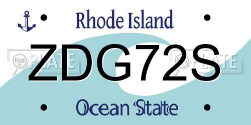 ZDG72S Rhode Island License Plate