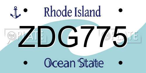 ZDG775 Rhode Island License Plate