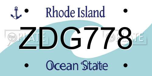 ZDG778 Rhode Island License Plate