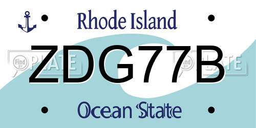 ZDG77B Rhode Island License Plate