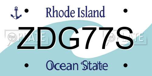 ZDG77S Rhode Island License Plate