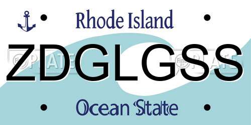 ZDGLGSS Rhode Island License Plate