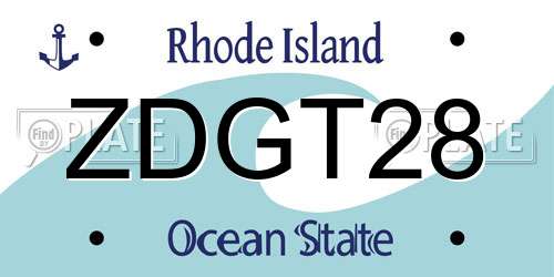 ZDGT28 Rhode Island License Plate