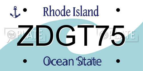 ZDGT75 Rhode Island License Plate