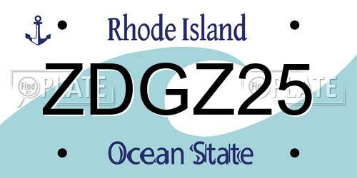 ZDGZ25 Rhode Island License Plate