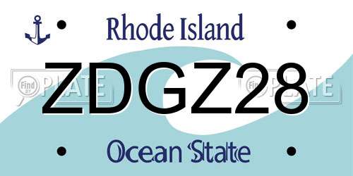 ZDGZ28 Rhode Island License Plate