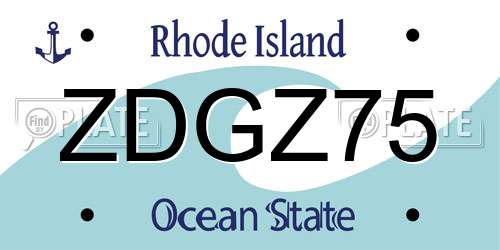 ZDGZ75 Rhode Island License Plate
