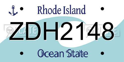 ZDH2148 Rhode Island License Plate