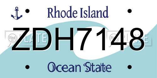 ZDH7148 Rhode Island License Plate