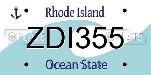 ZDI355 Rhode Island License Plate