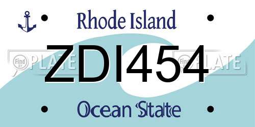 ZDI454 Rhode Island License Plate