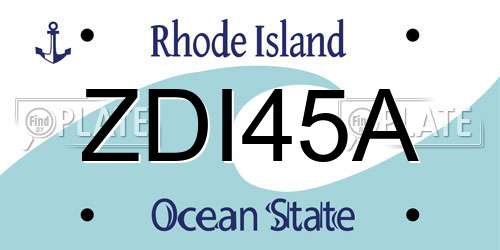 ZDI45A Rhode Island License Plate