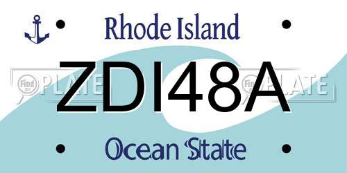 ZDI48A Rhode Island License Plate