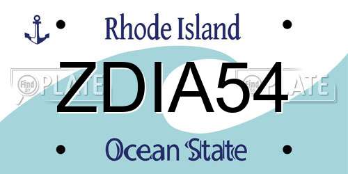 ZDIA54 Rhode Island License Plate