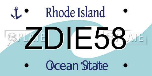 ZDIE58 Rhode Island License Plate