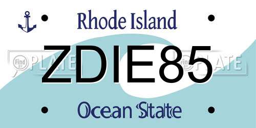 ZDIE85 Rhode Island License Plate