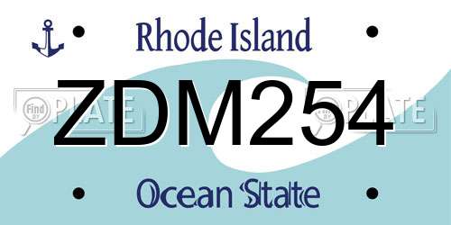 ZDM254 Rhode Island License Plate