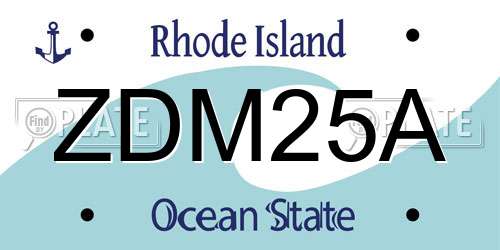 ZDM25A Rhode Island License Plate