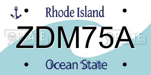 ZDM75A Rhode Island License Plate