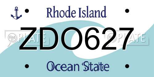 ZDO627 Rhode Island License Plate