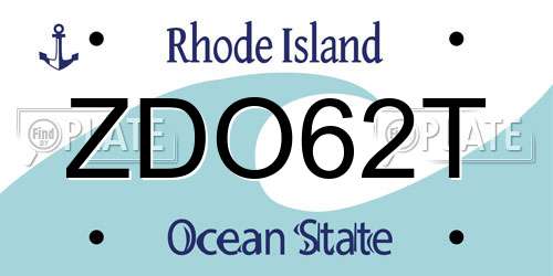 ZDO62T Rhode Island License Plate