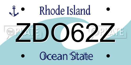 ZDO62Z Rhode Island License Plate
