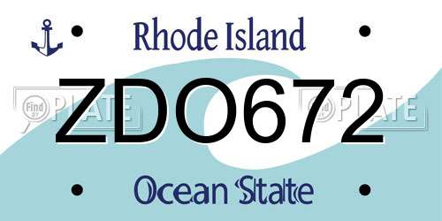 ZDO672 Rhode Island License Plate