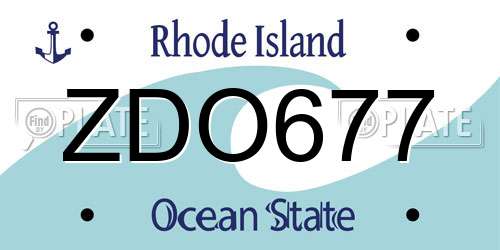 ZDO677 Rhode Island License Plate