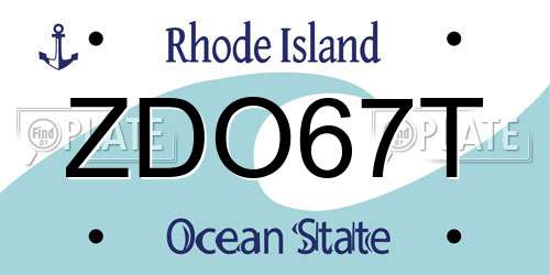 ZDO67T Rhode Island License Plate