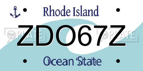 ZDO67Z Rhode Island License Plate