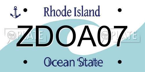 ZDOA07 Rhode Island License Plate