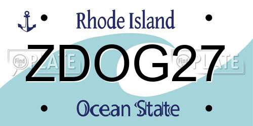 ZDOG27 Rhode Island License Plate