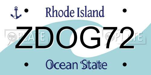 ZDOG72 Rhode Island License Plate