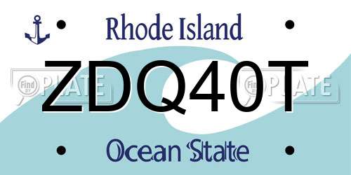 ZDQ40T Rhode Island License Plate