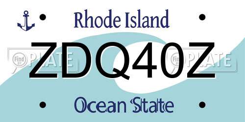 ZDQ40Z Rhode Island License Plate