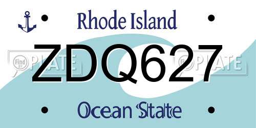 ZDQ627 Rhode Island License Plate