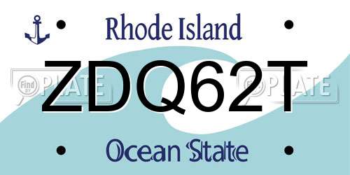 ZDQ62T Rhode Island License Plate