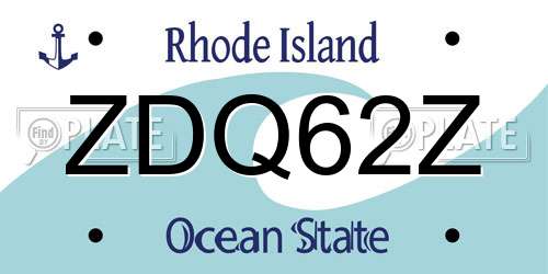 ZDQ62Z Rhode Island License Plate