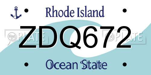 ZDQ672 Rhode Island License Plate