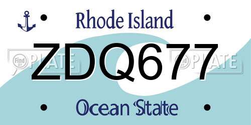 ZDQ677 Rhode Island License Plate